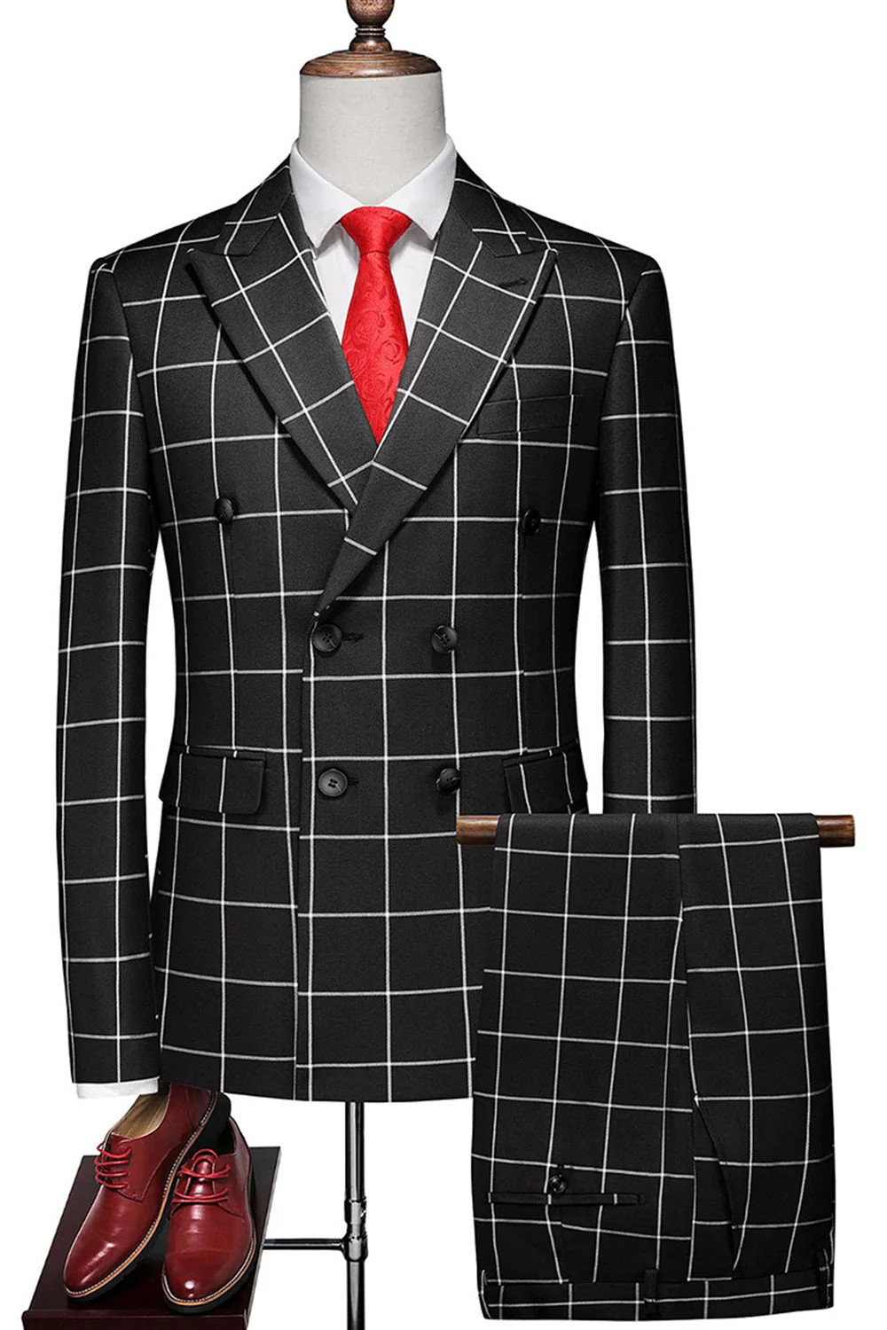 Pink Striped 2 Pieces Peaked lapel Men's Prom Suits - Image 7