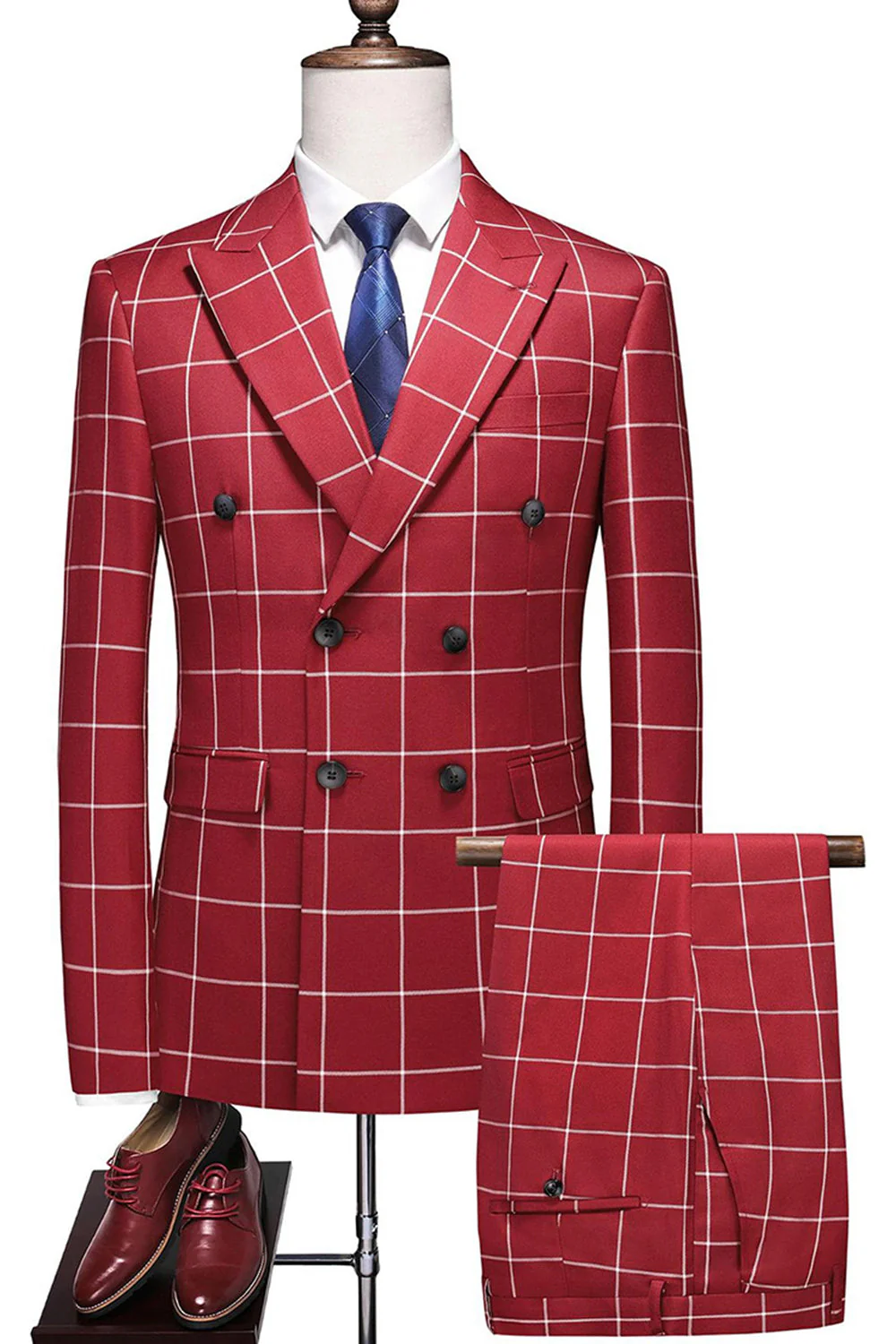 Pink Striped 2 Pieces Peaked lapel Men's Prom Suits - Image 8