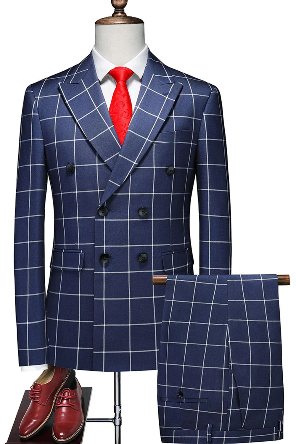 Pink Striped 2 Pieces Peaked lapel Men's Prom Suits - Image 9