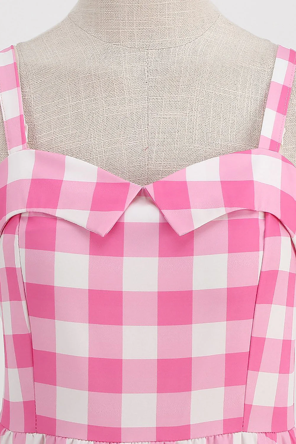 Plaid Pink Spaghetti Straps A Line 1950s Dress - Image 4