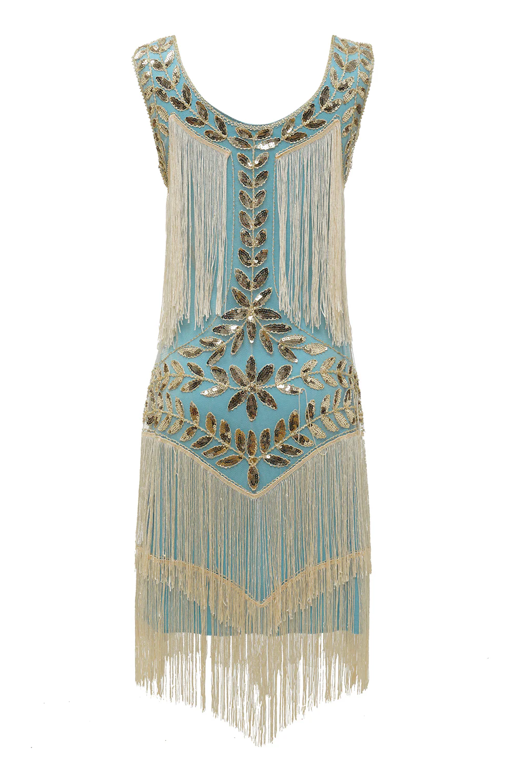 Plus Size Champagne Gatsby 1920s Flapper Dress with Sequins and Fringes - Image 14
