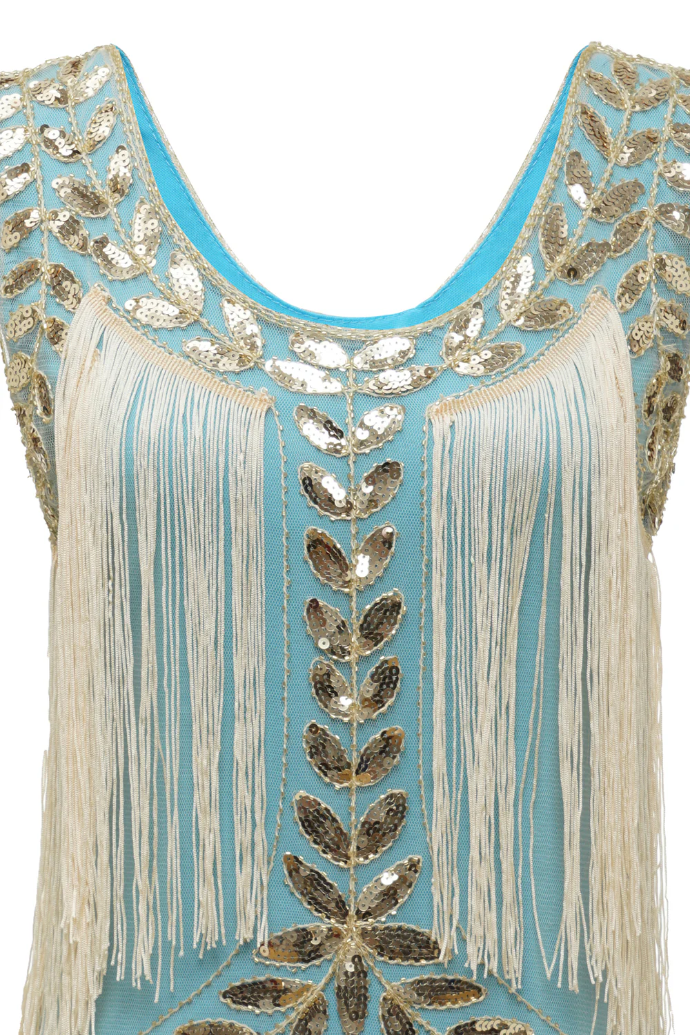 Plus Size Champagne Gatsby 1920s Flapper Dress with Sequins and Fringes - Image 16