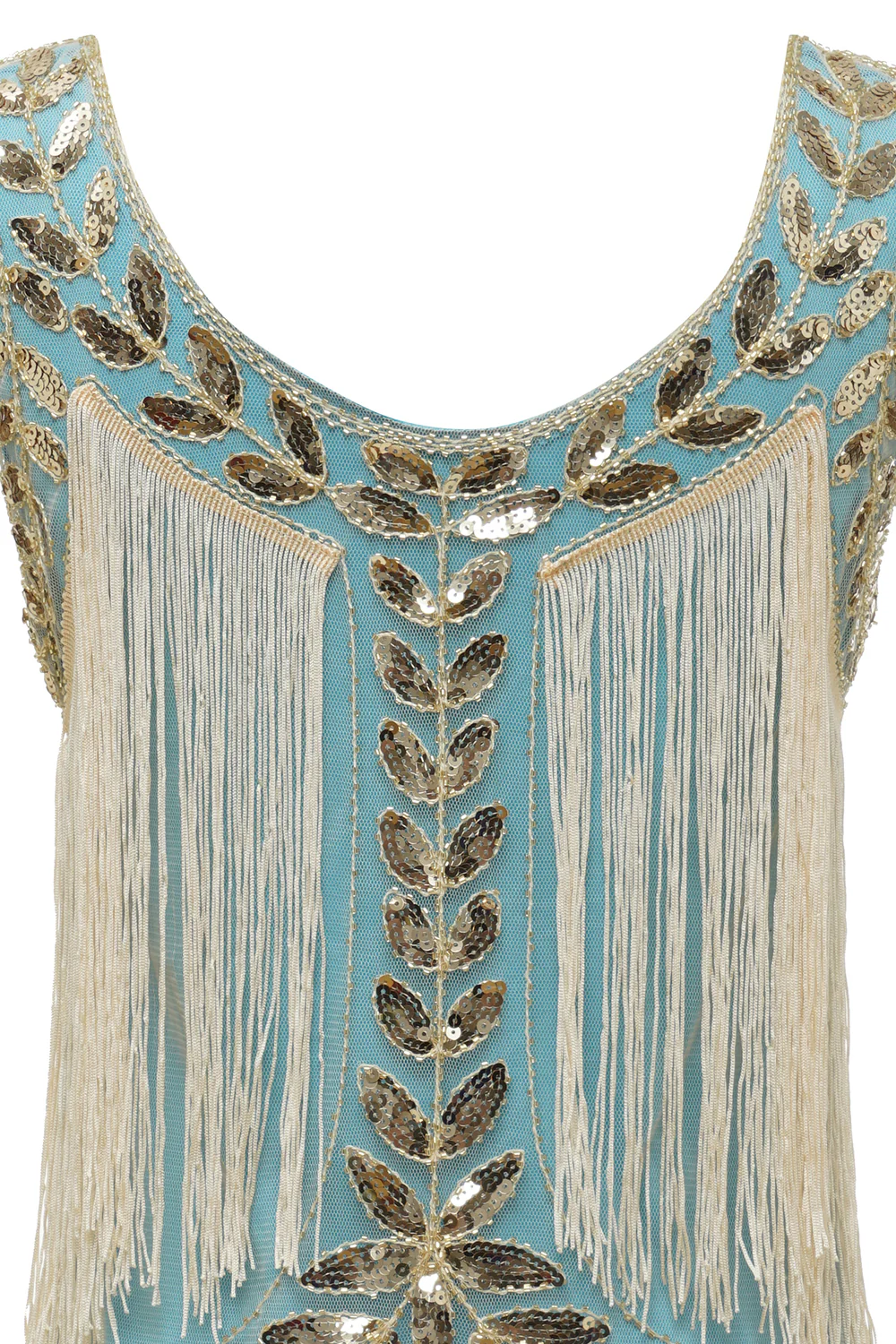 Plus Size Champagne Gatsby 1920s Flapper Dress with Sequins and Fringes - Image 17