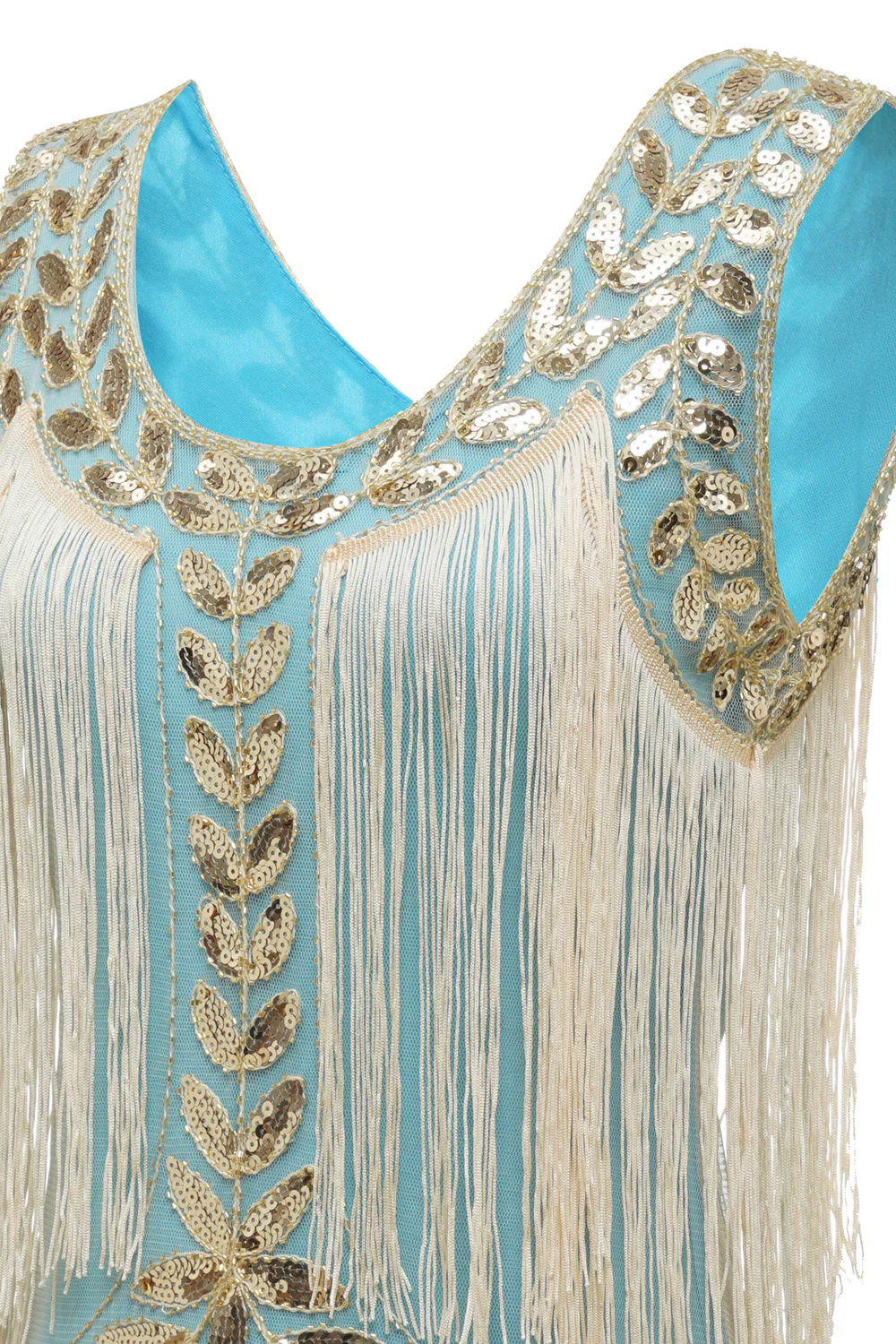 Plus Size Champagne Gatsby 1920s Flapper Dress with Sequins and Fringes - Image 18