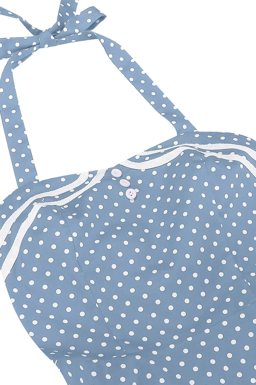 Polka Dots Halter Black A Line 1950s Dress with Bow - Image 13