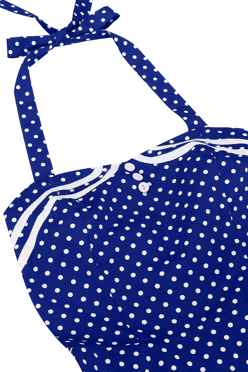 Polka Dots Halter Black A Line 1950s Dress with Bow - Image 8