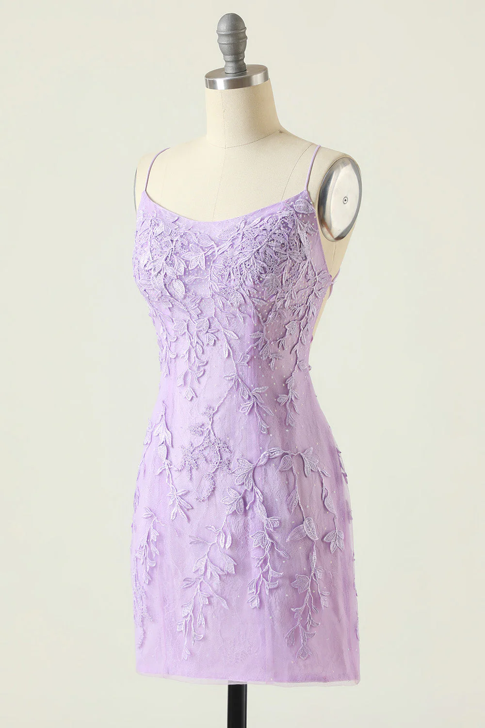 Purple Backless Bodycon Graduation Dress With Appliques - Image 3