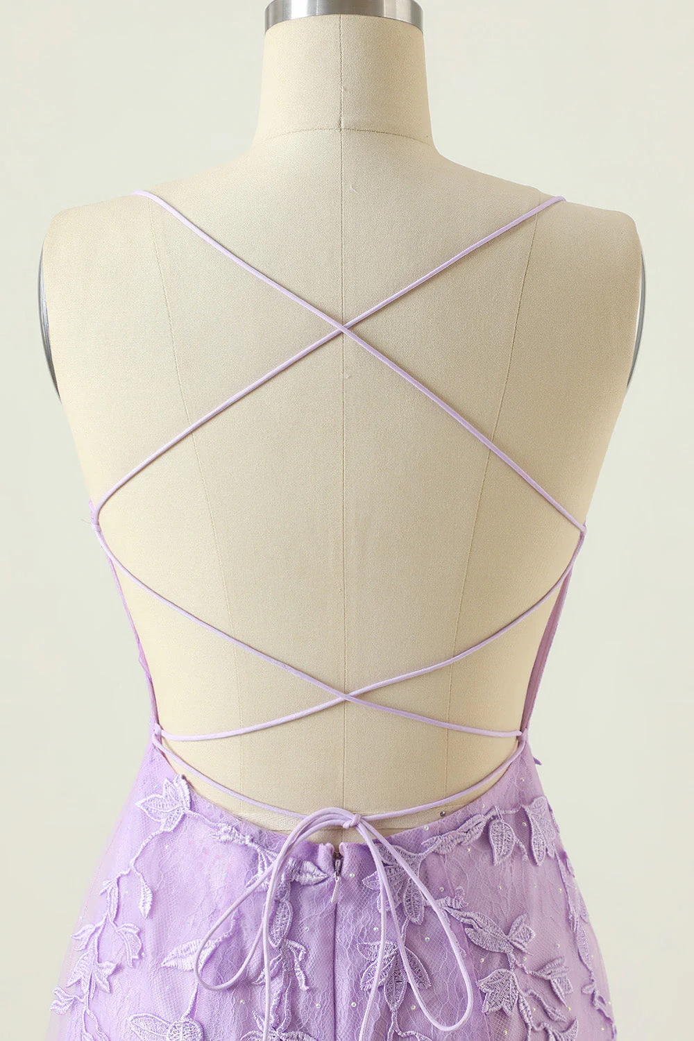 Purple Backless Bodycon Graduation Dress With Appliques - Image 5