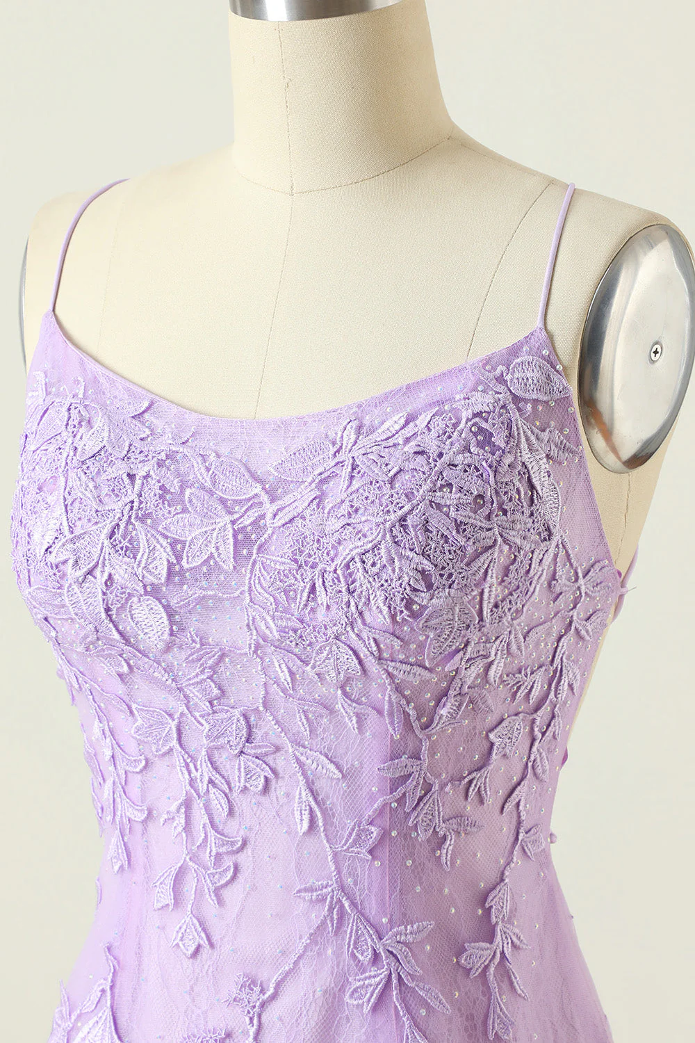 Purple Backless Bodycon Graduation Dress With Appliques - Image 6