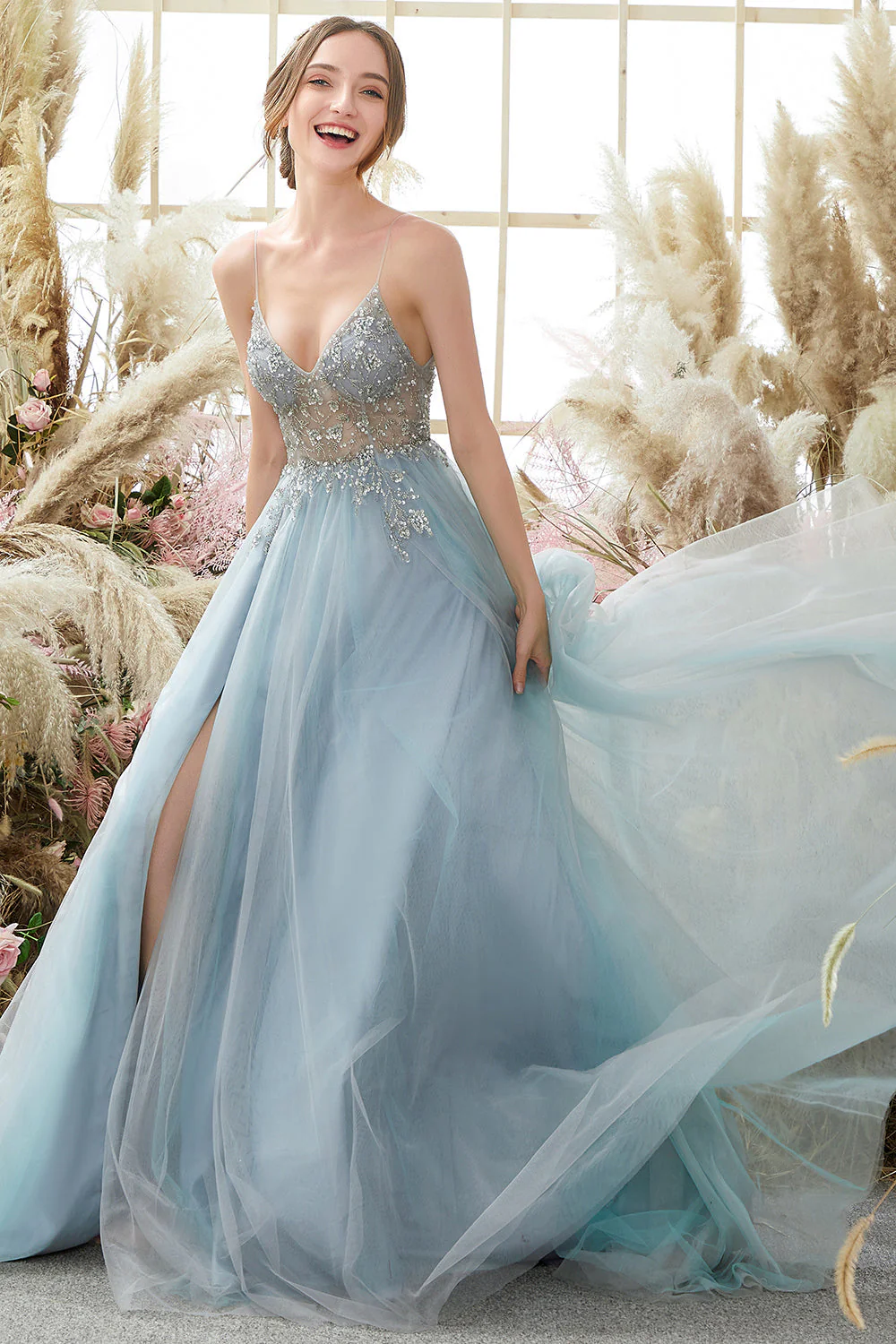Purple Beading Tulle Prom Dress - Image 12