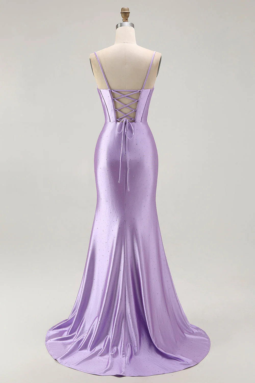 Purple Mermaid Corset Ruched Long Prom Dress with Ruffled Slit - Image 2