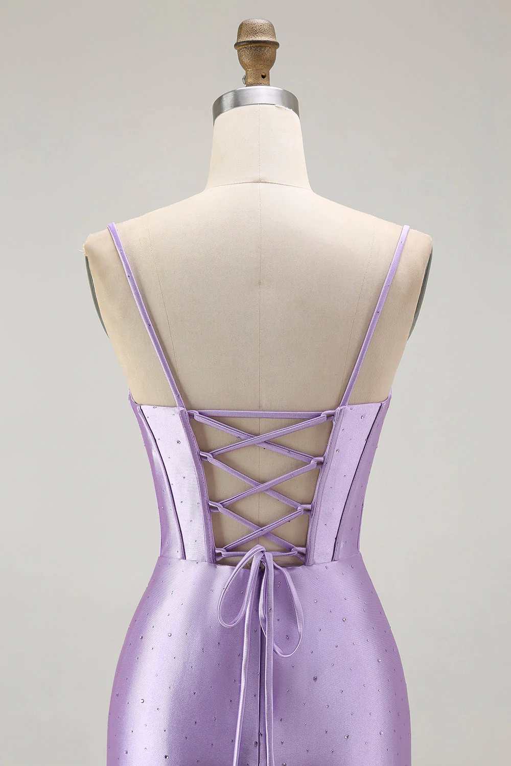 Purple Mermaid Corset Ruched Long Prom Dress with Ruffled Slit - Image 5