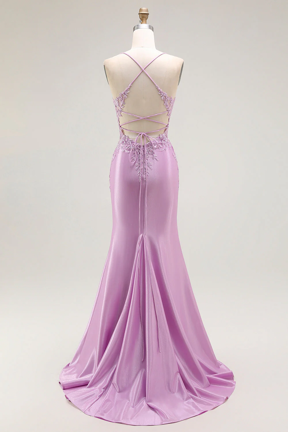 Purple Mermaid Spaghetti Straps Corset Long Prom Dress with Slit - Image 2