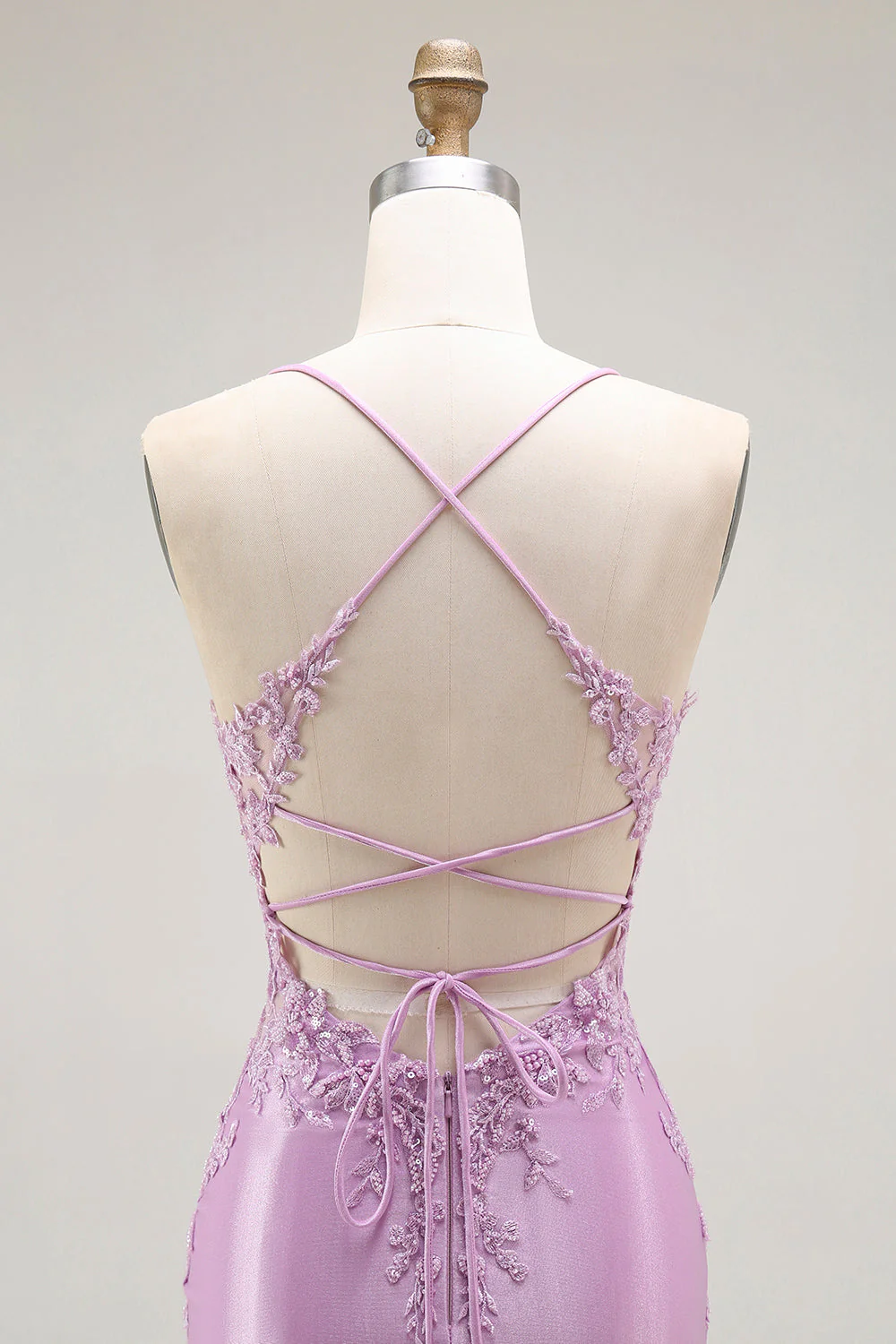Purple Mermaid Spaghetti Straps Corset Long Prom Dress with Slit - Image 5