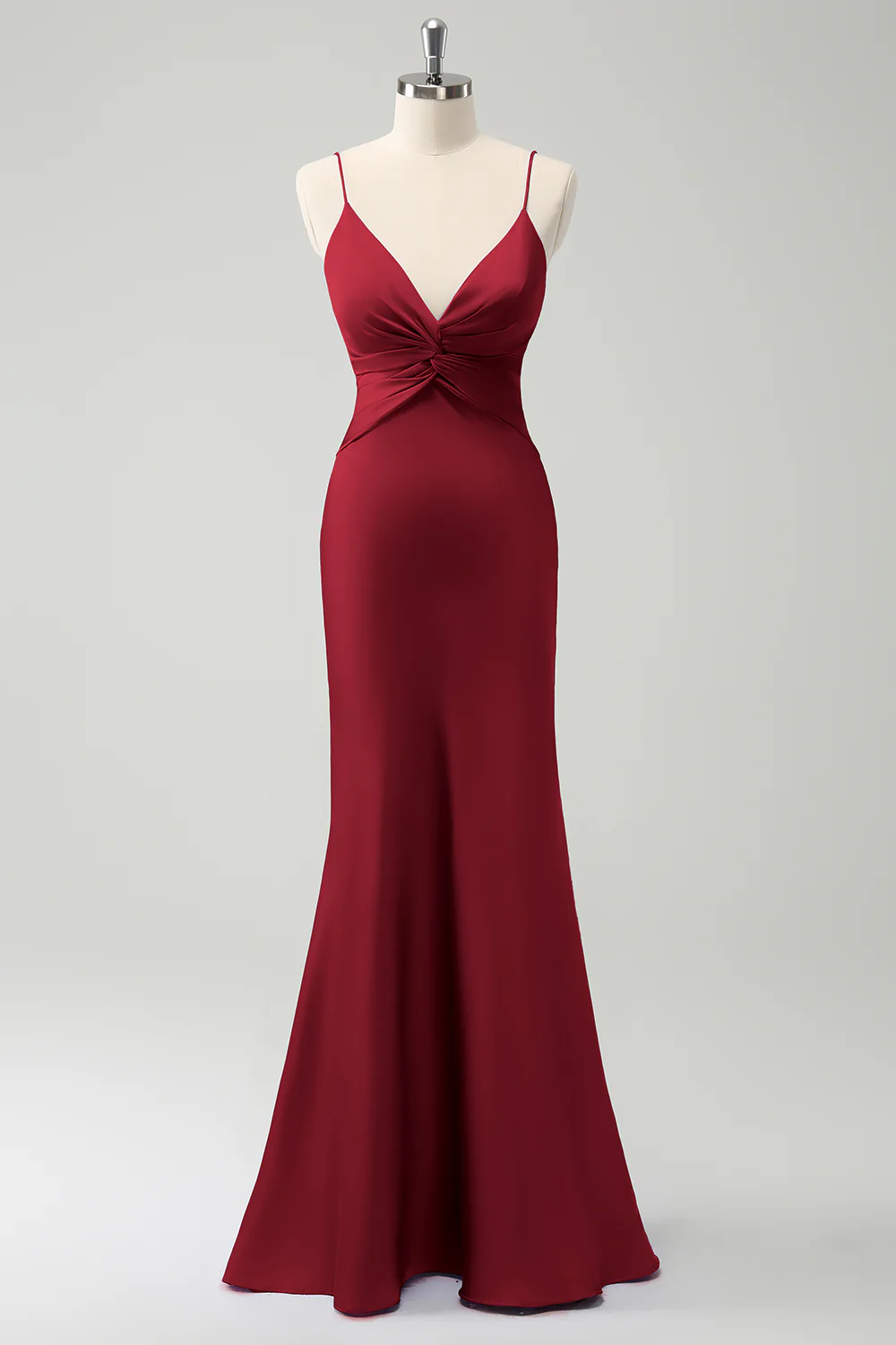 Purple Mermaid Spaghetti Straps Hollow Out Twist Front Bridesmaid Dress - Image 11