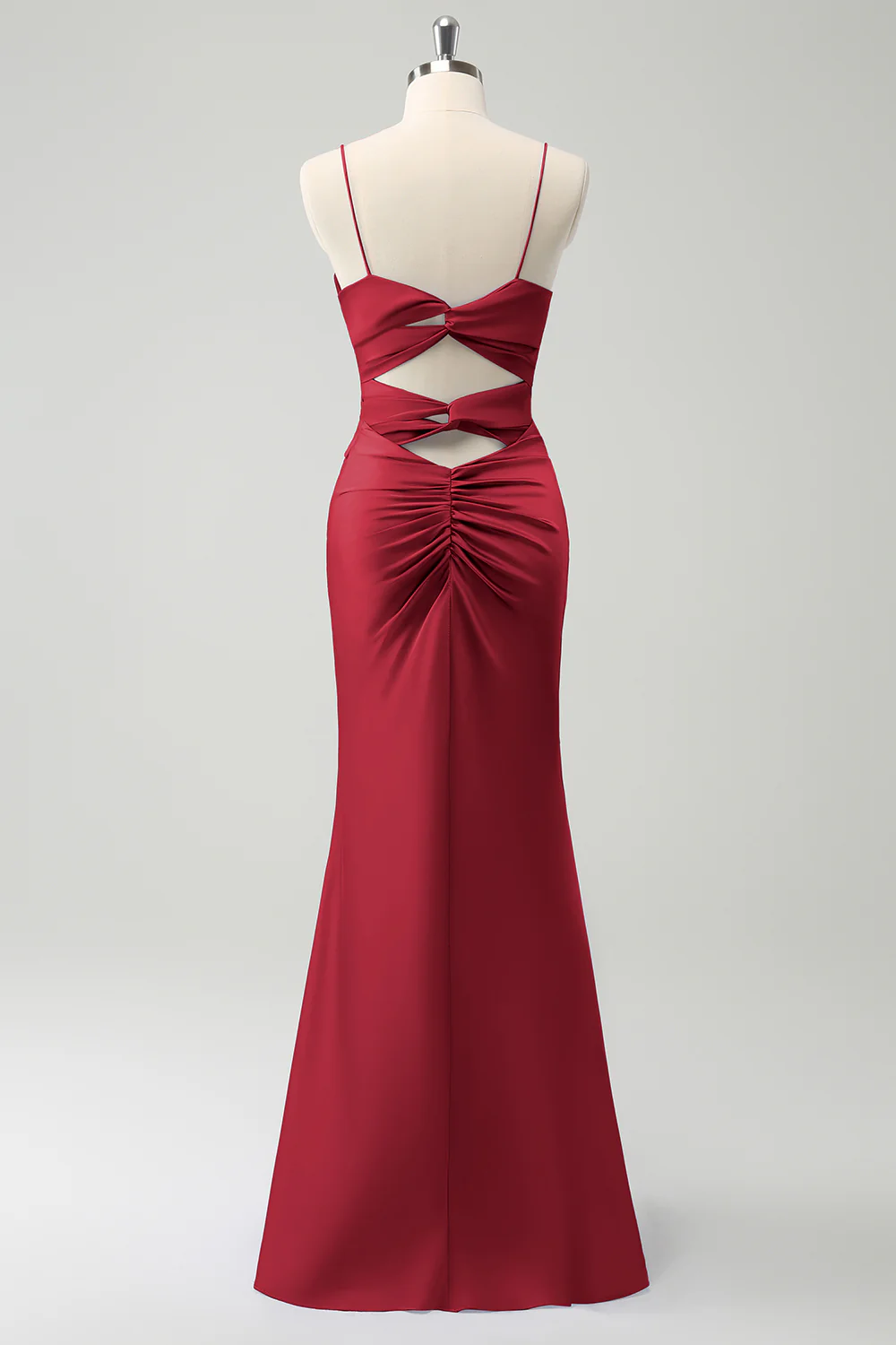 Purple Mermaid Spaghetti Straps Hollow Out Twist Front Bridesmaid Dress - Image 12
