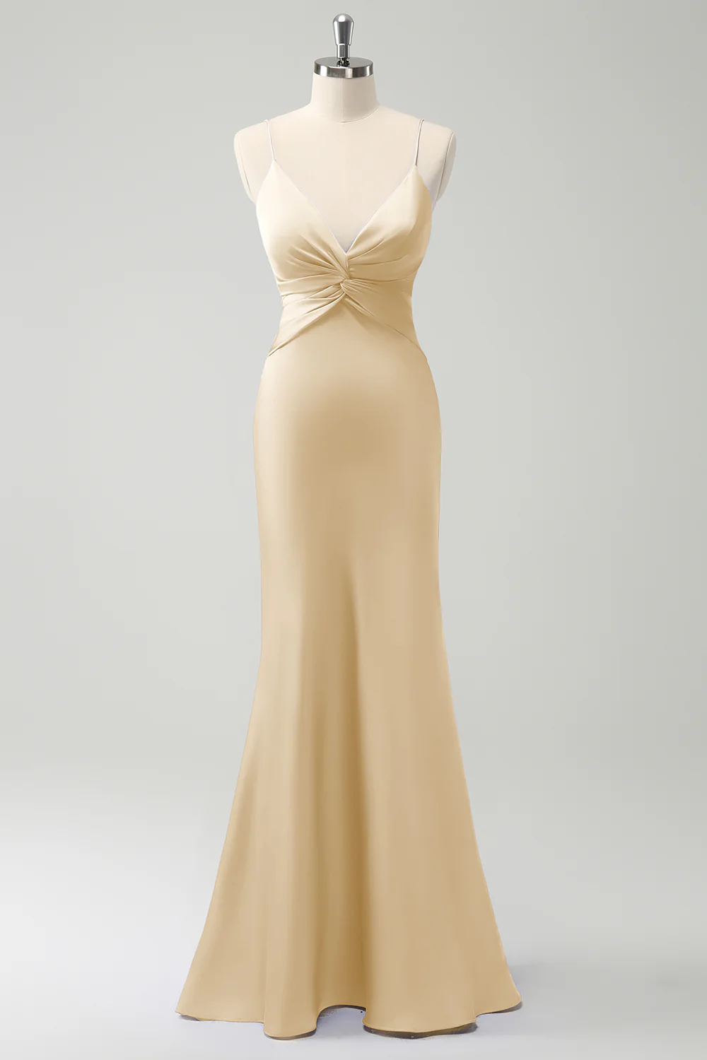 Purple Mermaid Spaghetti Straps Hollow Out Twist Front Bridesmaid Dress - Image 13