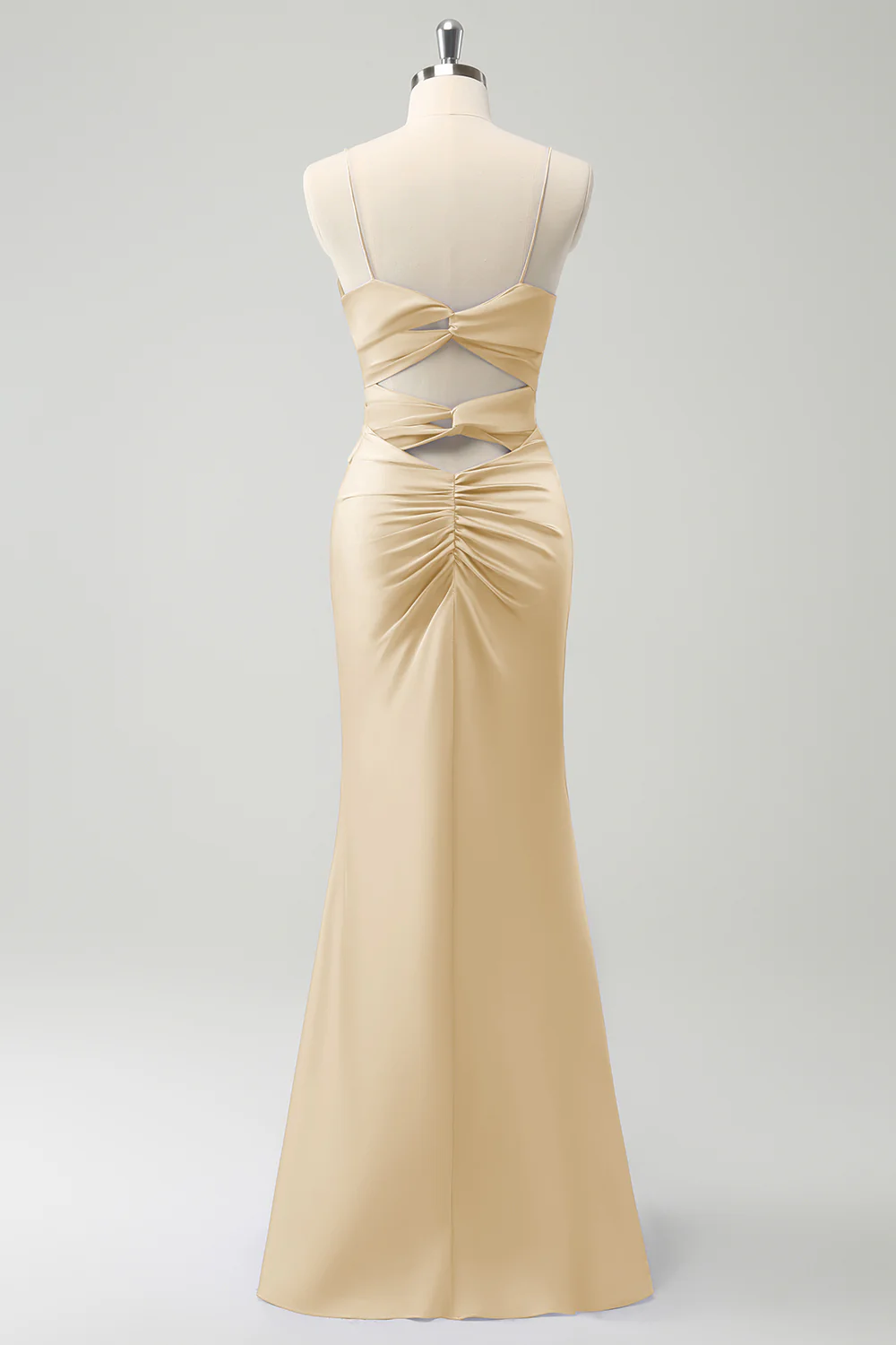 Purple Mermaid Spaghetti Straps Hollow Out Twist Front Bridesmaid Dress - Image 14
