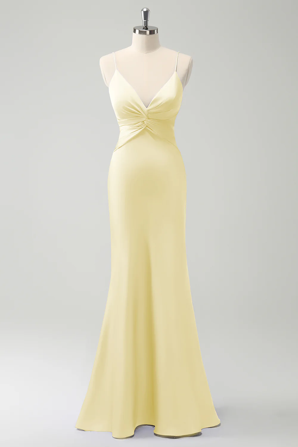 Purple Mermaid Spaghetti Straps Hollow Out Twist Front Bridesmaid Dress - Image 15
