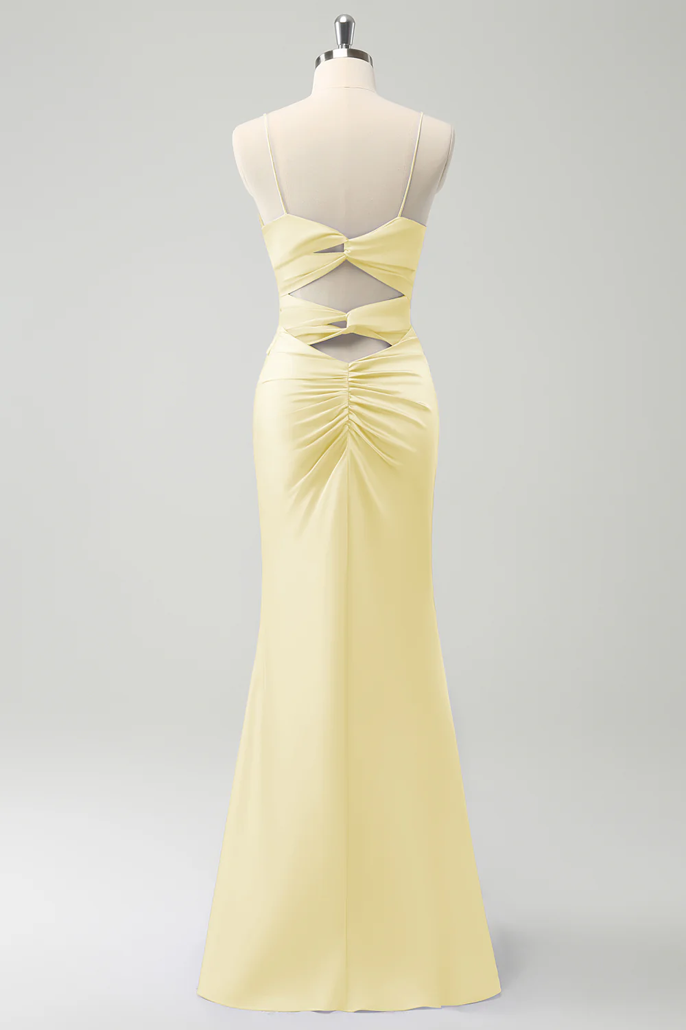 Purple Mermaid Spaghetti Straps Hollow Out Twist Front Bridesmaid Dress - Image 16
