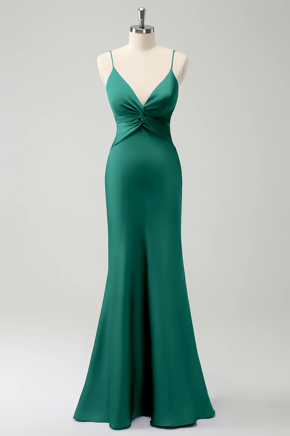 Purple Mermaid Spaghetti Straps Hollow Out Twist Front Bridesmaid Dress - Image 17