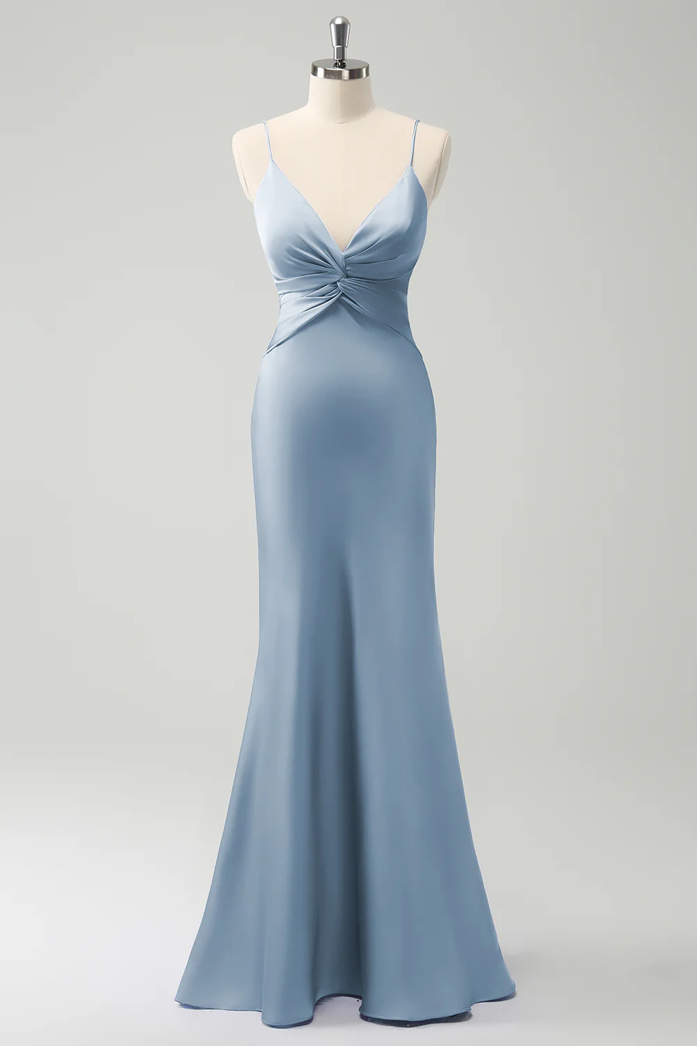 Purple Mermaid Spaghetti Straps Hollow Out Twist Front Bridesmaid Dress - Image 19