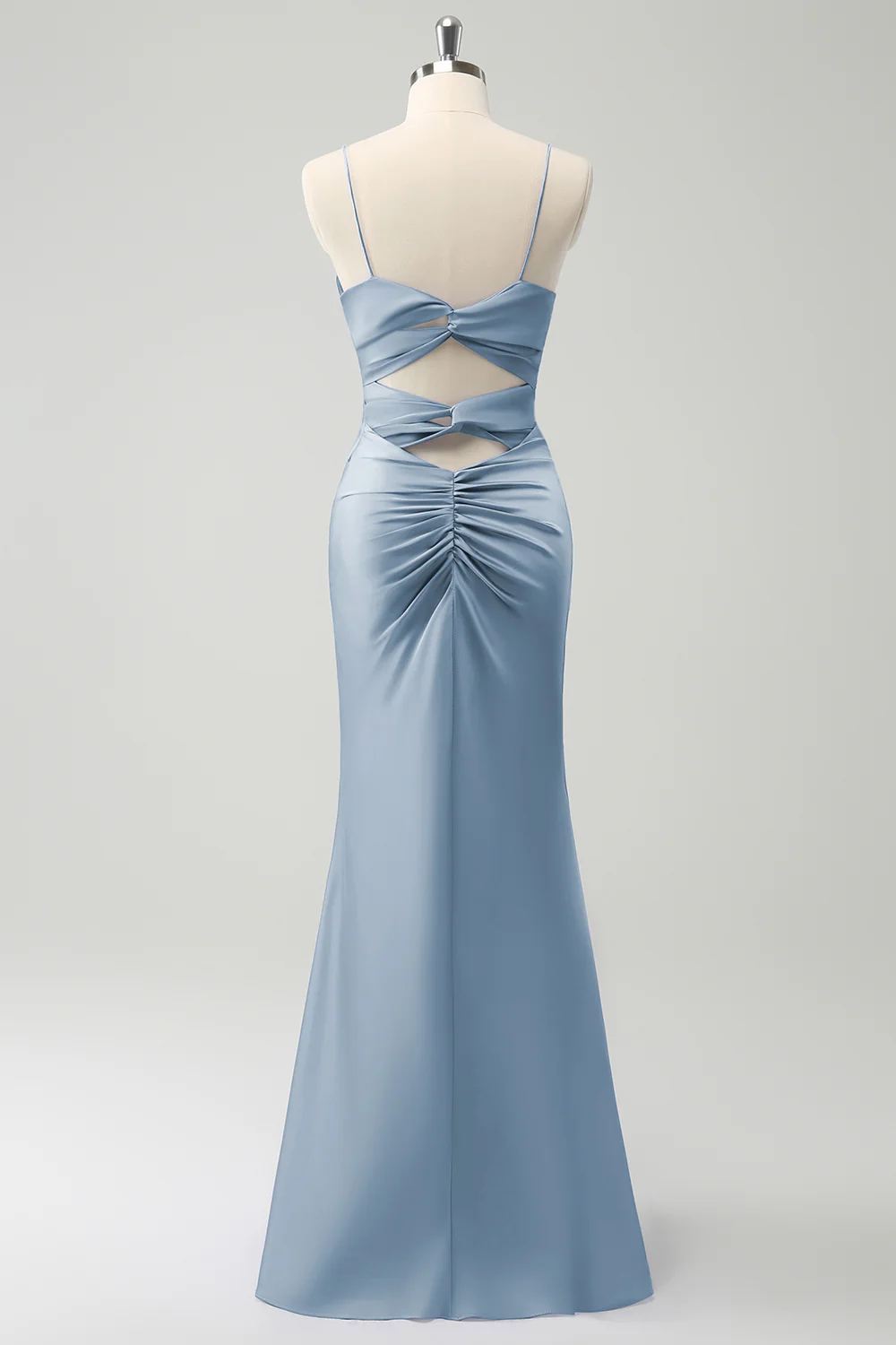 Purple Mermaid Spaghetti Straps Hollow Out Twist Front Bridesmaid Dress - Image 20