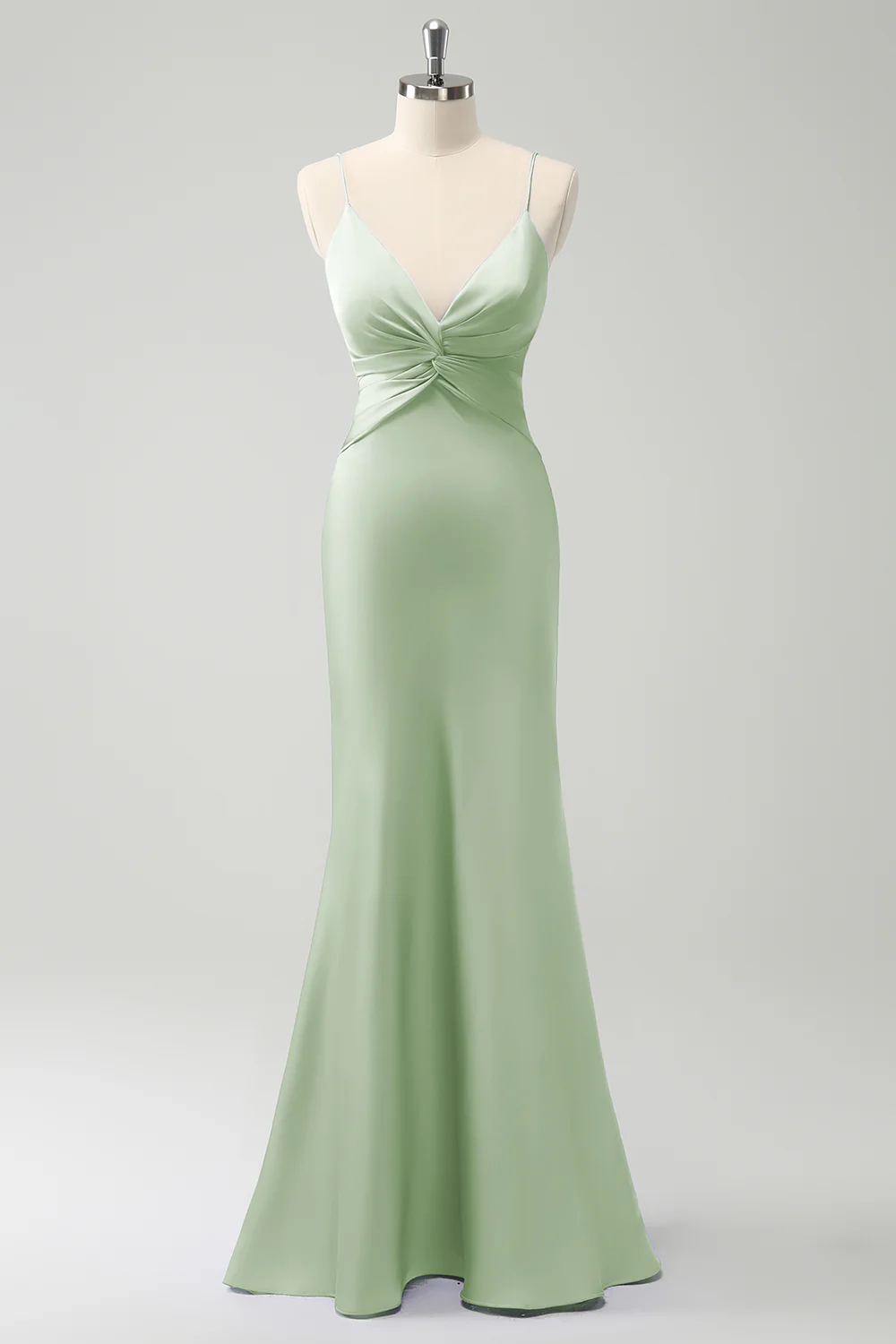 Purple Mermaid Spaghetti Straps Hollow Out Twist Front Bridesmaid Dress - Image 21