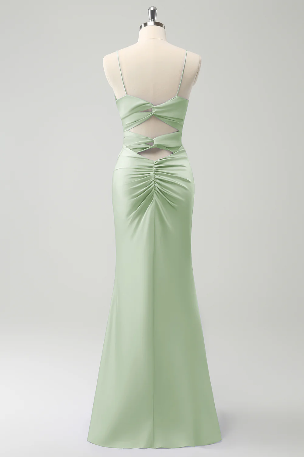 Purple Mermaid Spaghetti Straps Hollow Out Twist Front Bridesmaid Dress - Image 22