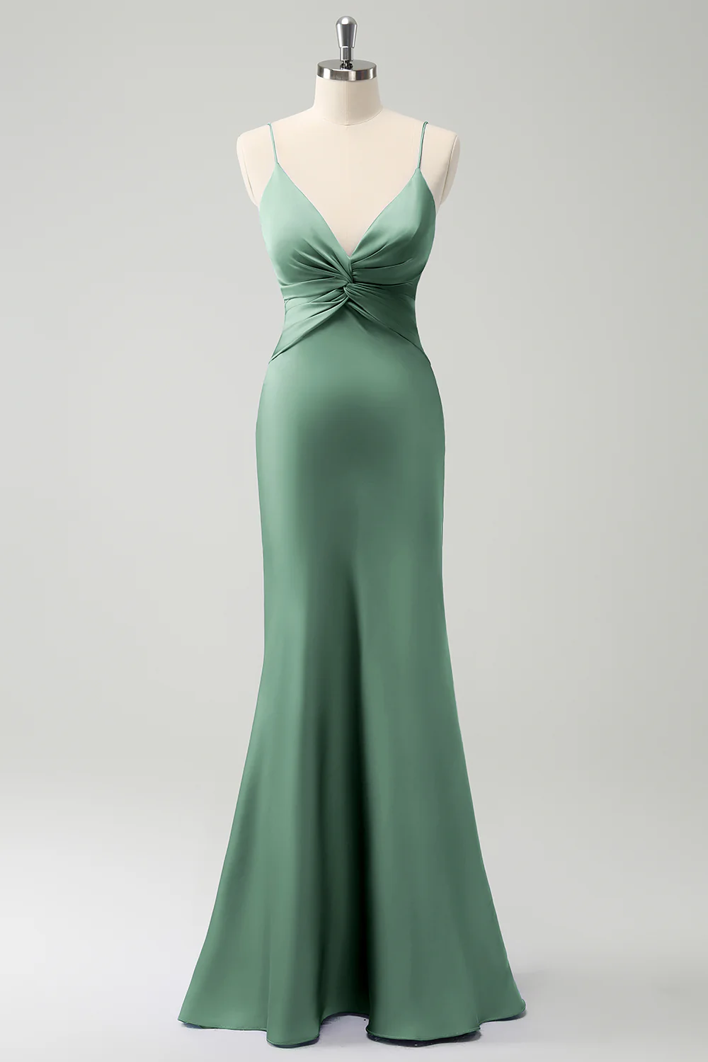 Purple Mermaid Spaghetti Straps Hollow Out Twist Front Bridesmaid Dress - Image 23