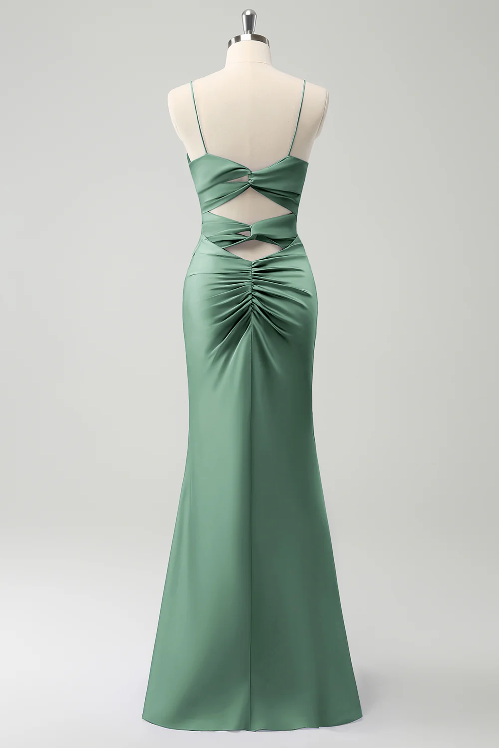 Purple Mermaid Spaghetti Straps Hollow Out Twist Front Bridesmaid Dress - Image 24