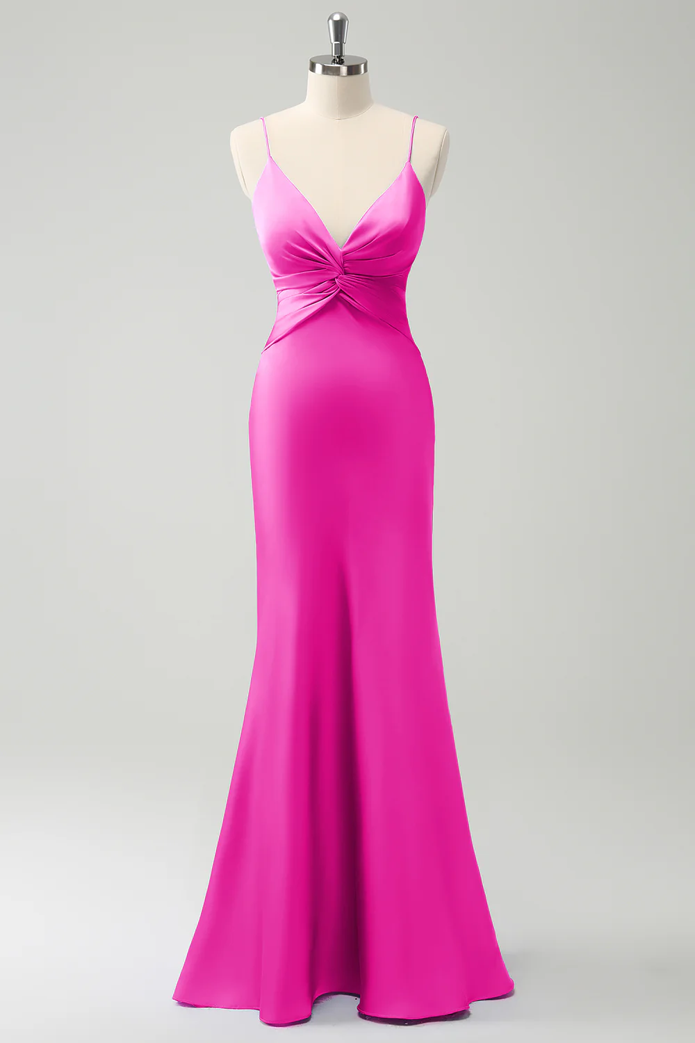 Purple Mermaid Spaghetti Straps Hollow Out Twist Front Bridesmaid Dress - Image 25