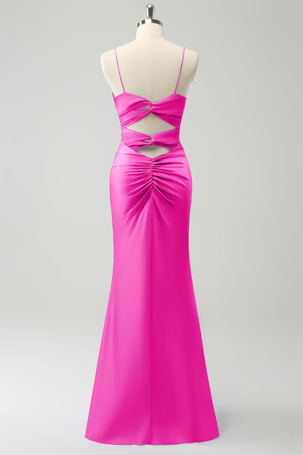 Purple Mermaid Spaghetti Straps Hollow Out Twist Front Bridesmaid Dress - Image 26
