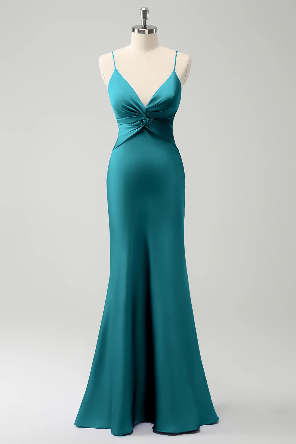 Purple Mermaid Spaghetti Straps Hollow Out Twist Front Bridesmaid Dress - Image 27