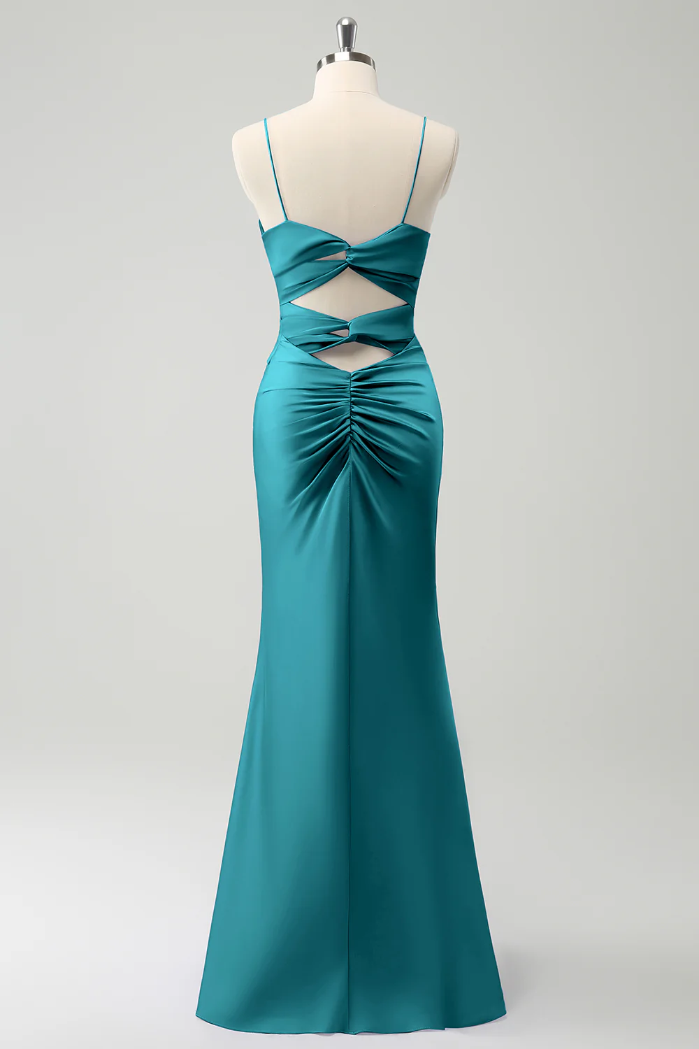 Purple Mermaid Spaghetti Straps Hollow Out Twist Front Bridesmaid Dress - Image 28