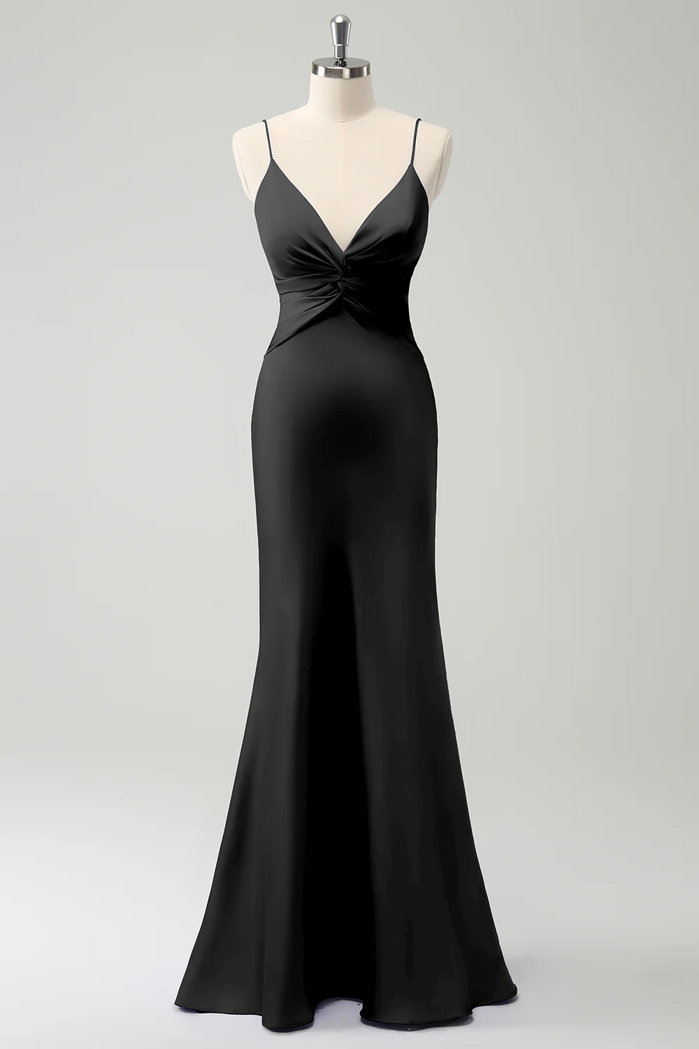 Purple Mermaid Spaghetti Straps Hollow Out Twist Front Bridesmaid Dress - Image 9