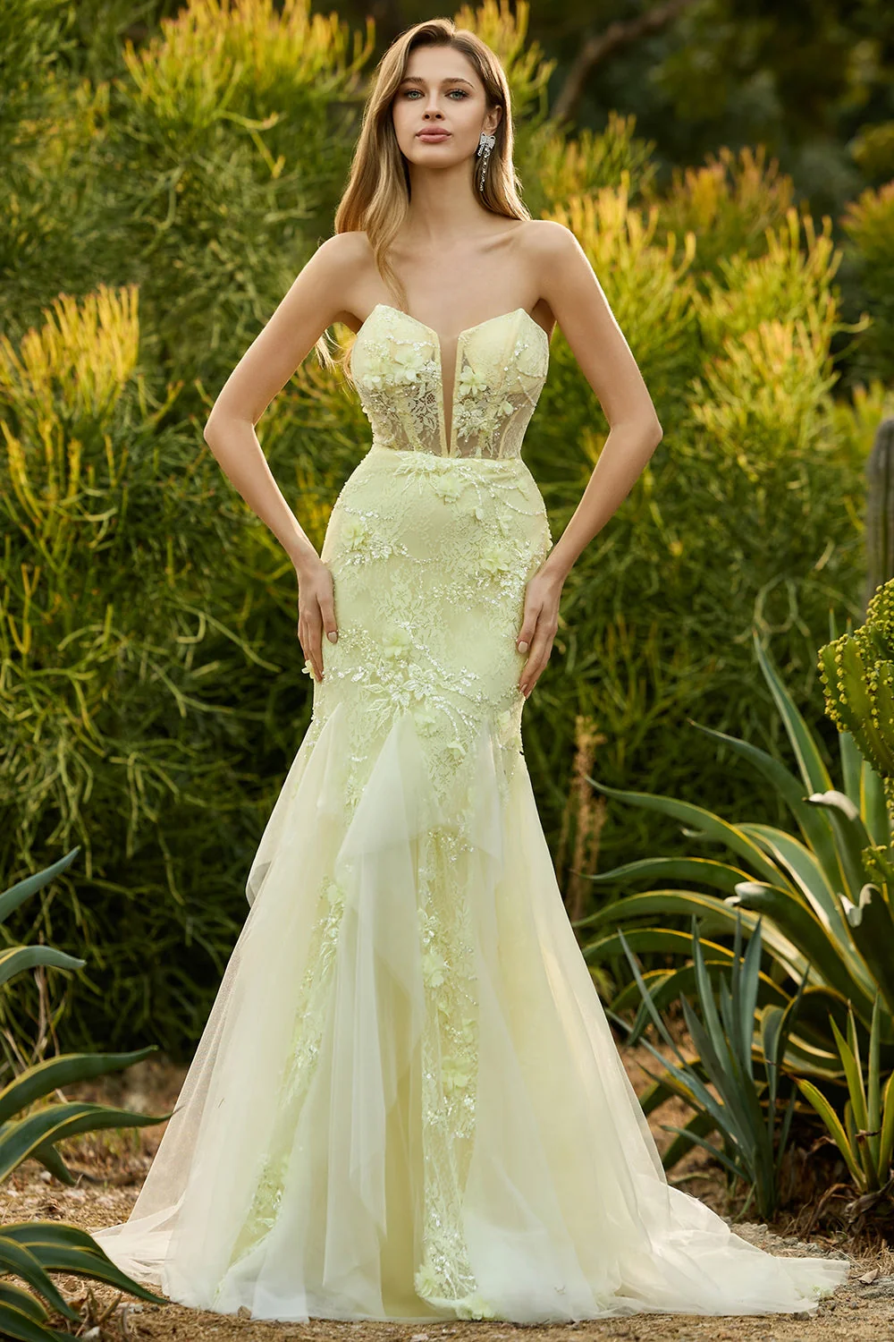 Purple Mermaid Strapless Lace Corset Long Prom Dress with 3D Flowers - Image 10