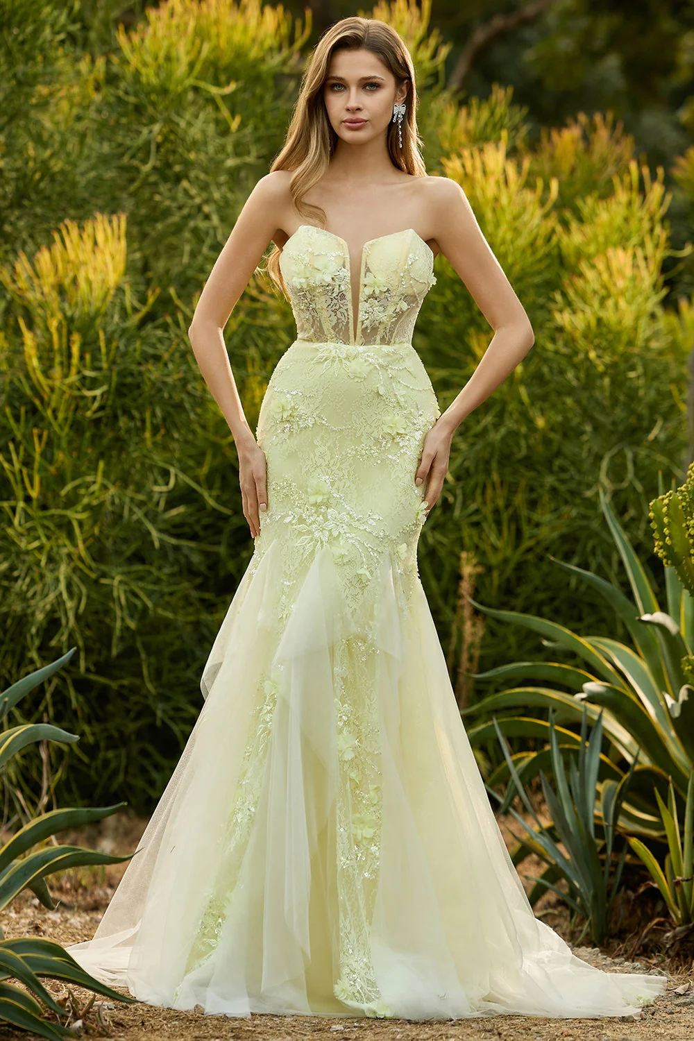 Purple Mermaid Strapless Lace Corset Long Prom Dress with 3D Flowers - Image 7