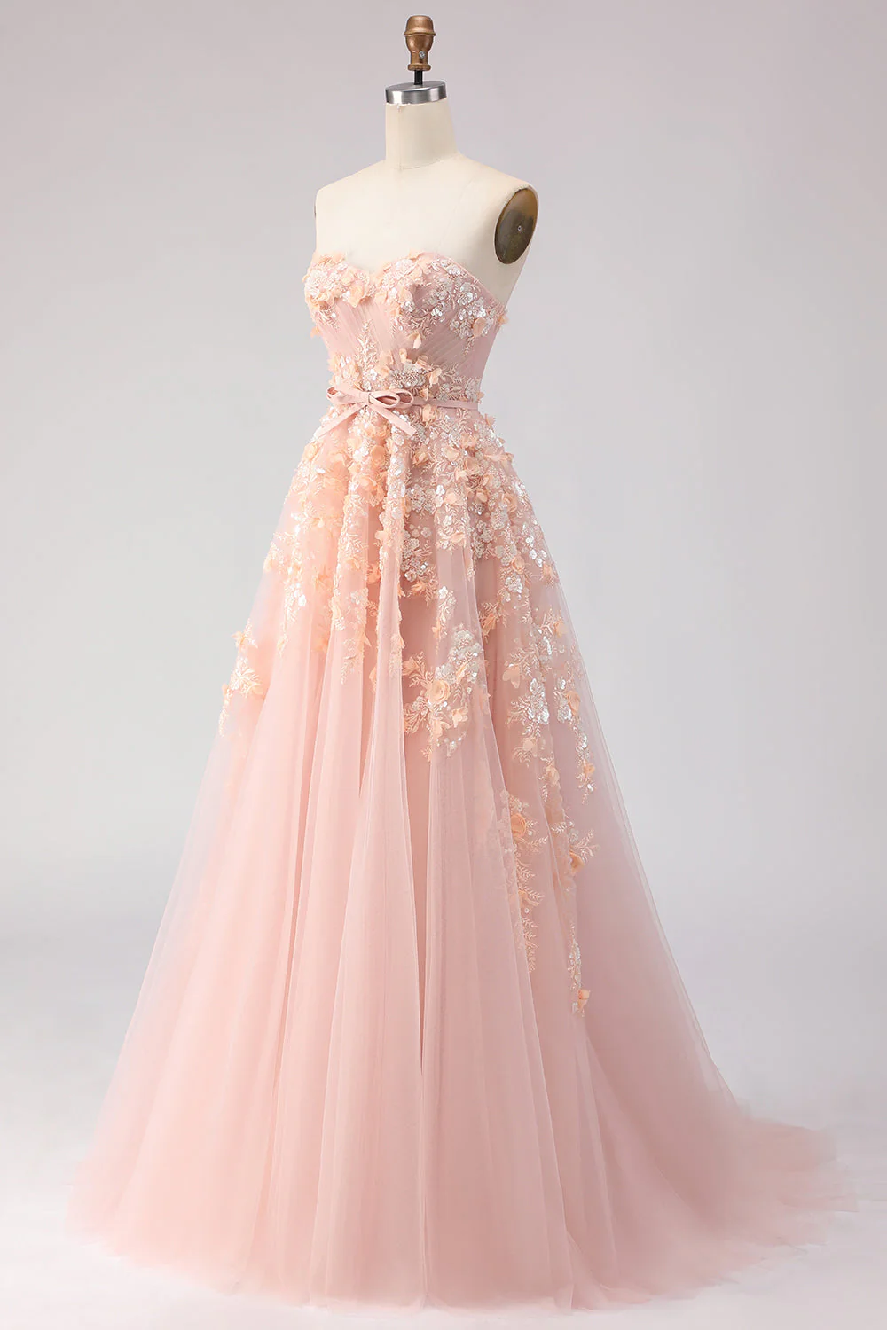 Purple Off The Shoulder Beaded A-Line Tulle Long Prom Dress with Removable Sleeves - Image 14