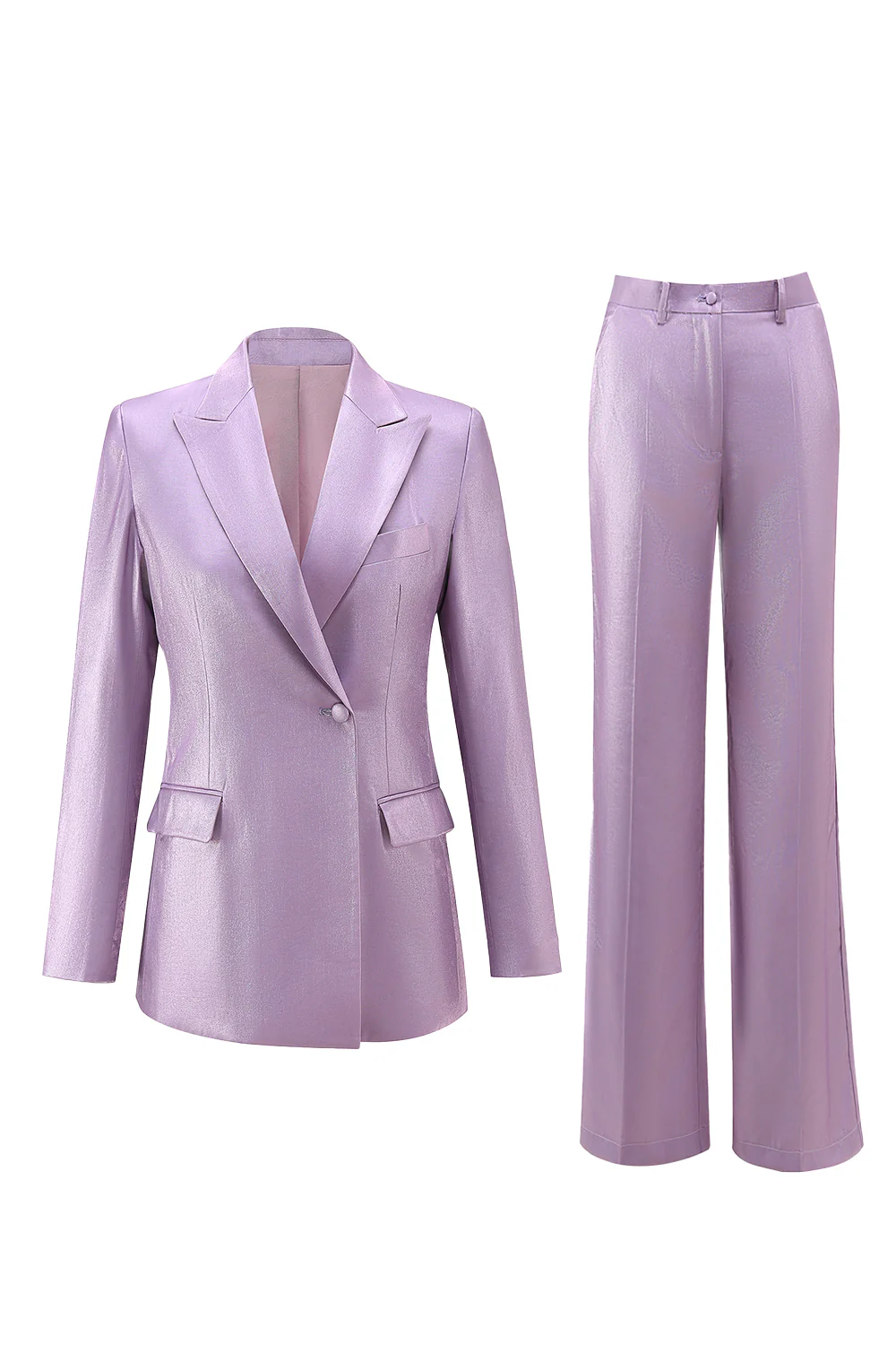 Purple Peak Lapel One Button 2-piece Women Suits - Image 3