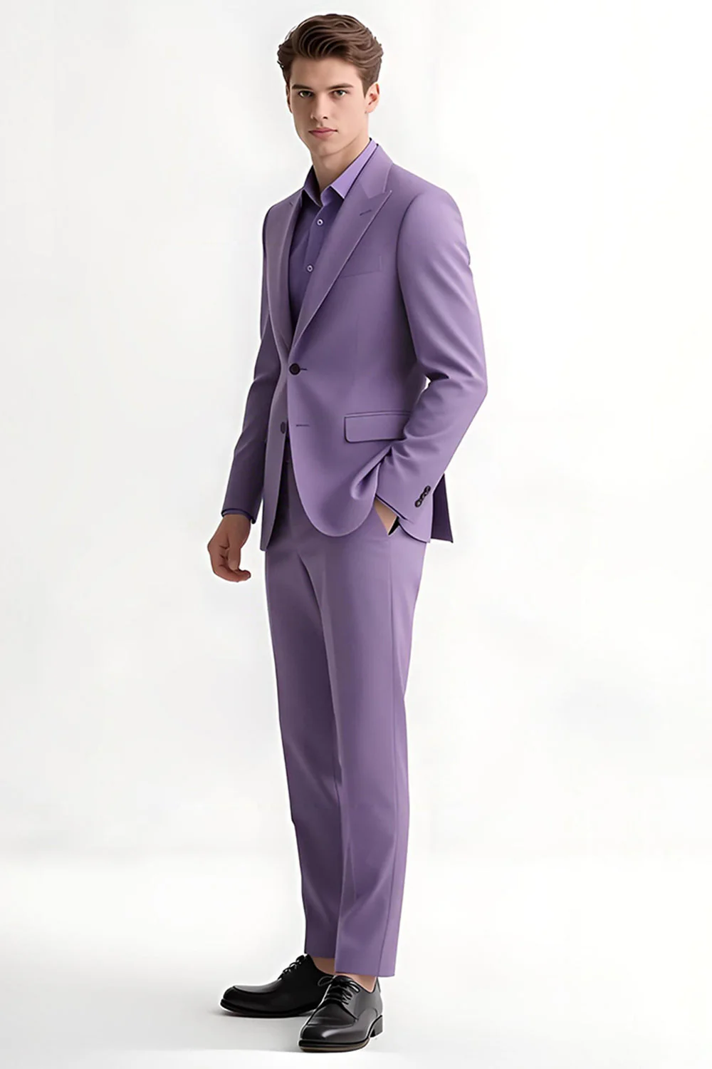 Purple Peak Lapel Slim Fit 2 Piece Men's Suits - Image 3