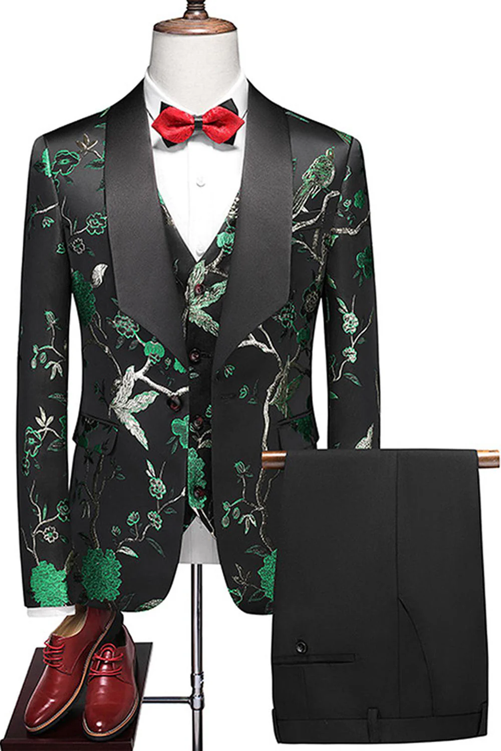 Purple Shawl Lapel Jacquard 3 Piece Men's Prom Suits - Image 7