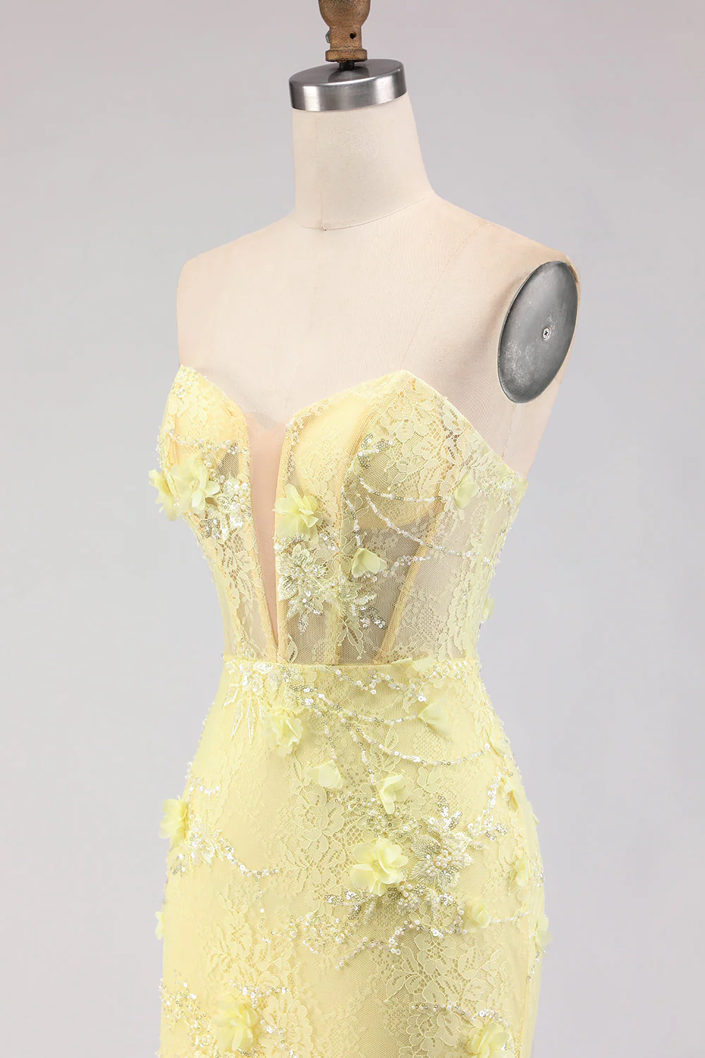 Purple Strapless Mermaid Lace Corset Long Prom Dress with Beading - Image 12