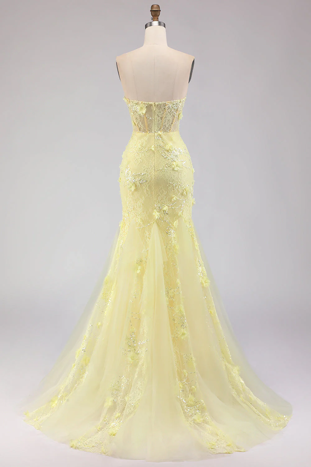 Purple Strapless Mermaid Lace Corset Long Prom Dress with Beading - Image 8