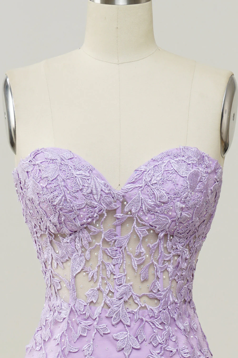 Purple Sweetheart Neck Mermaid Prom Dress With Appliques - Image 3