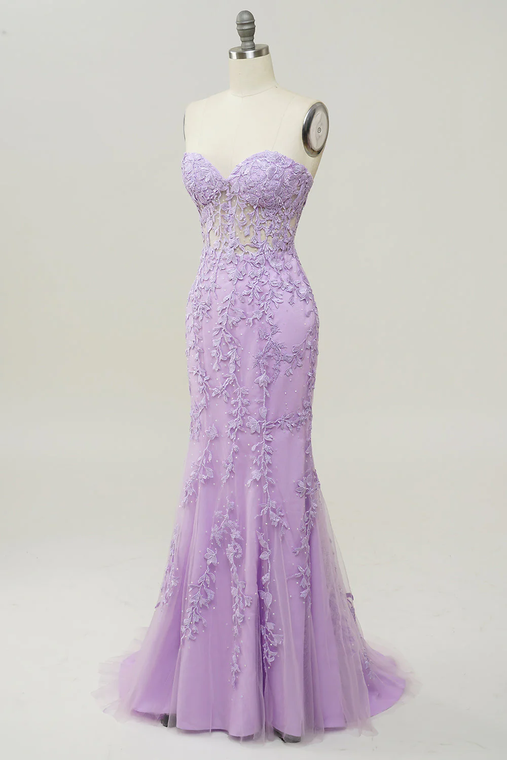 Purple Sweetheart Neck Mermaid Prom Dress With Appliques - Image 5