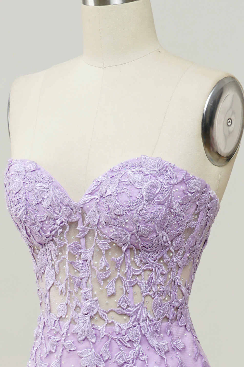 Purple Sweetheart Neck Mermaid Prom Dress With Appliques - Image 6