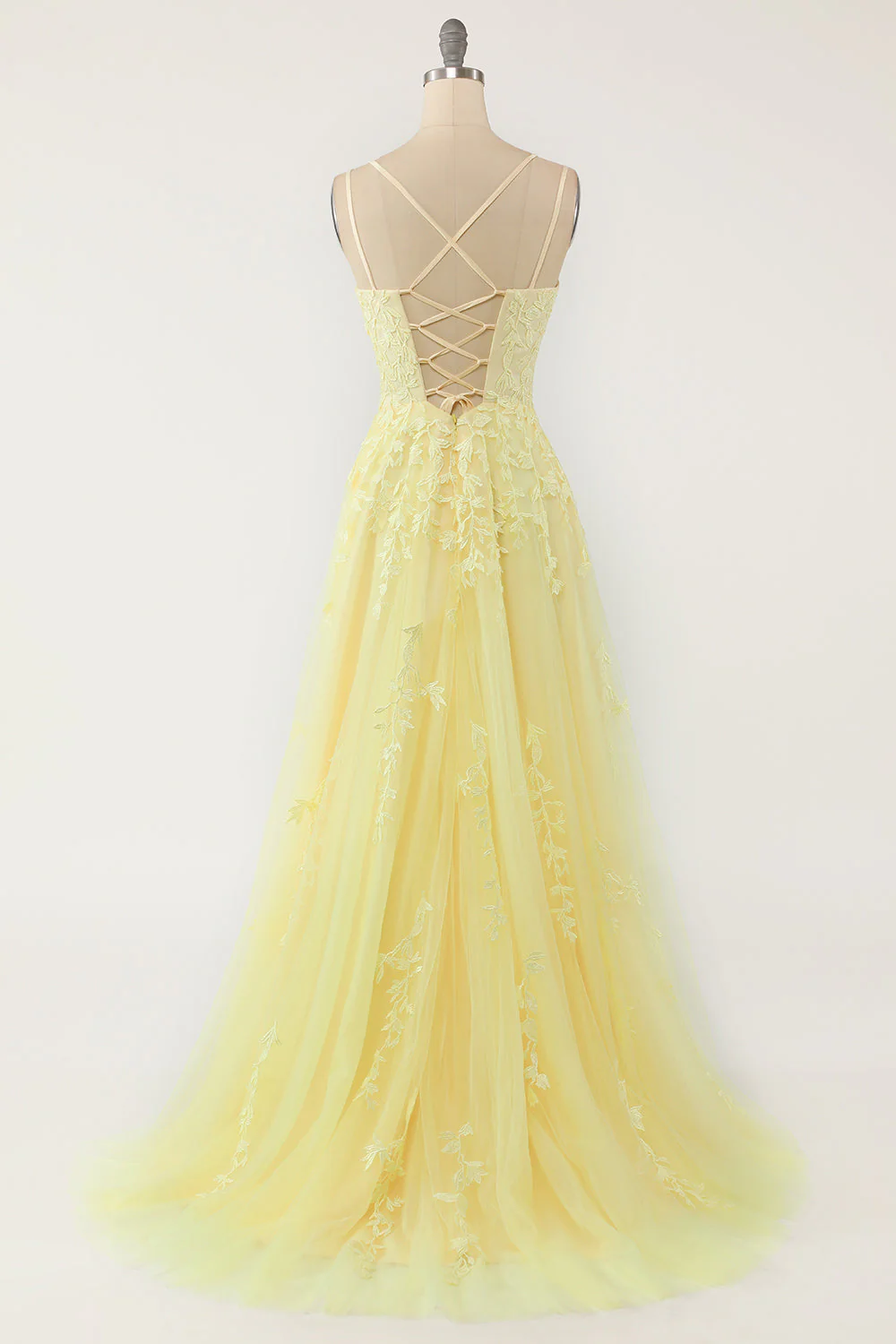 Purple Tulle Prom Dress with Appliques - Image 12