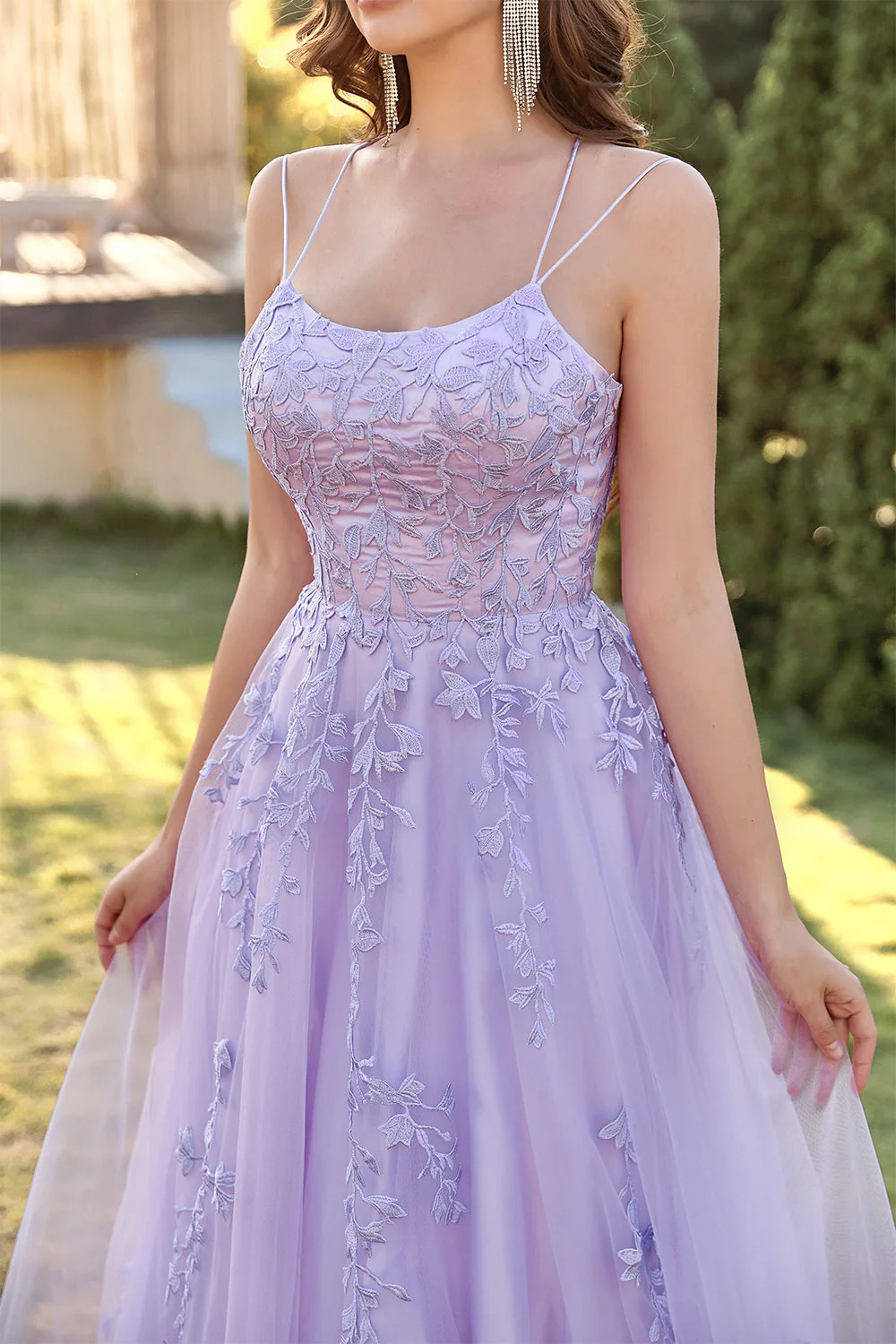 Purple Tulle Prom Dress with Appliques - Image 7