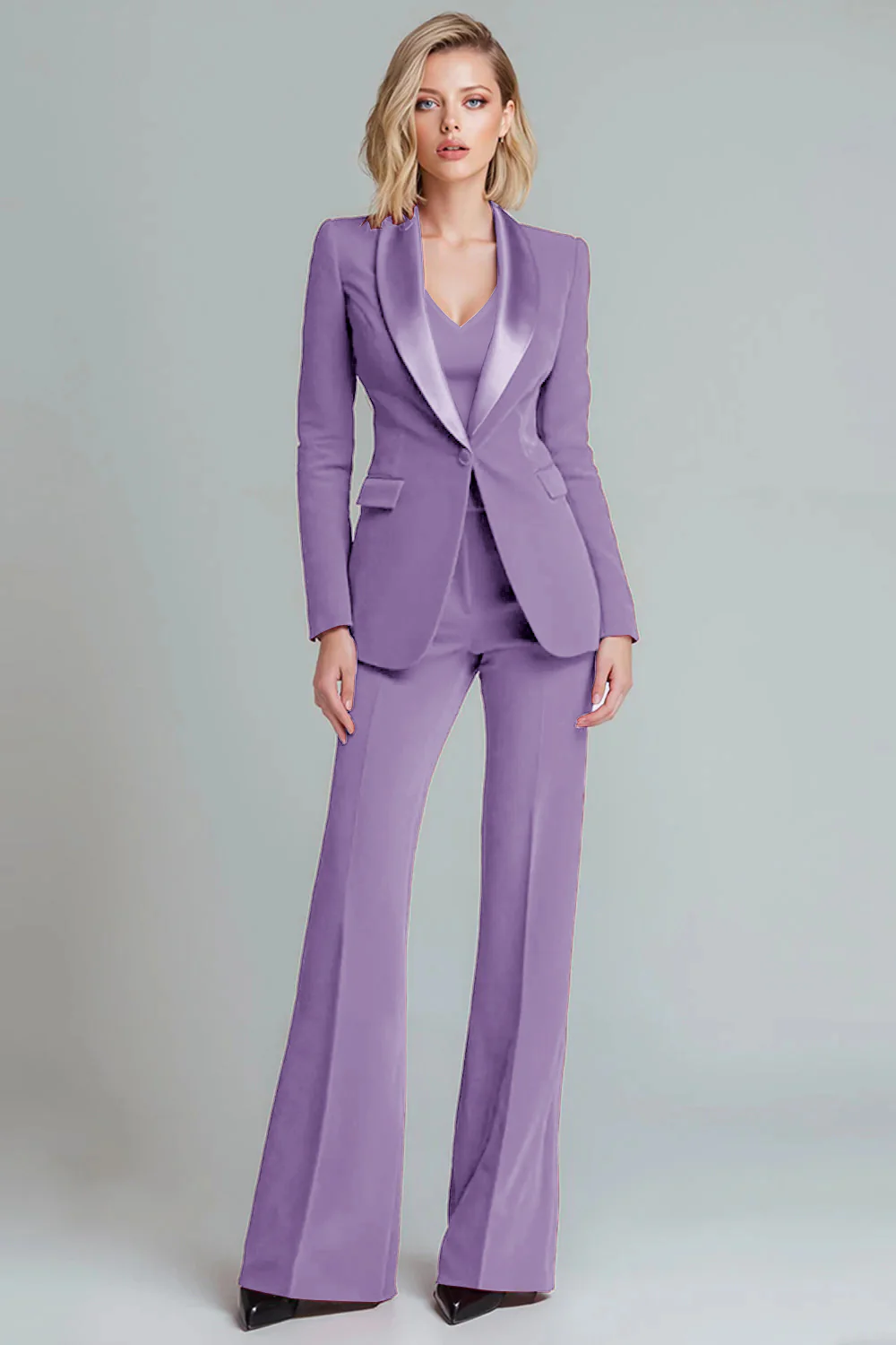 Red 2 Piece Shawl Lapel Fitted Women Suits - Image 7